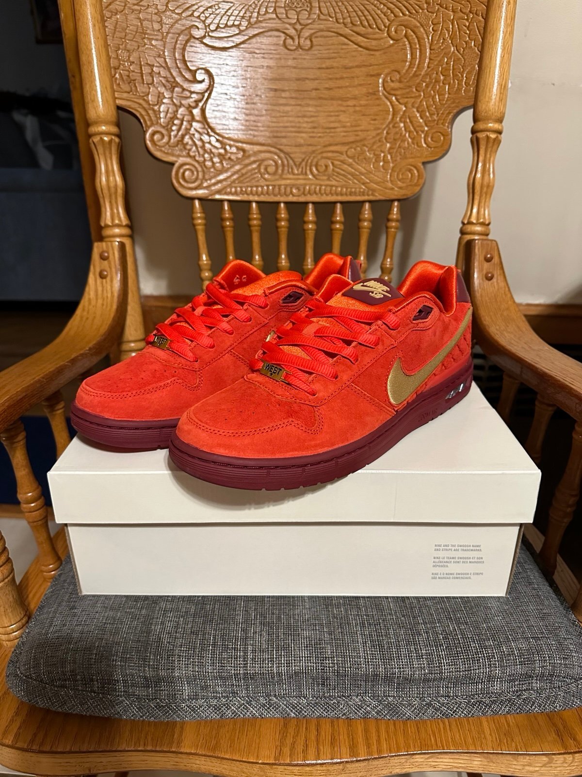 Nike SB Paul Rodriguez Zoom Air Lows 10.5 Habanero Red/Club Gold
